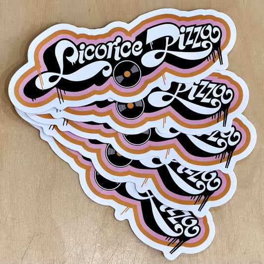LP Stickers, 5 pack, Licorice Pizza logo, 5 inch x 1.87