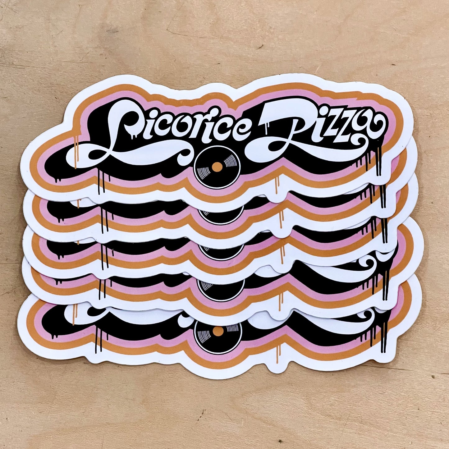 LP Stickers, 5 pack, Licorice Pizza logo, 5 inch x 1.87